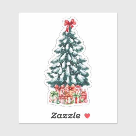 Besneeuwde Kerstboom Sticker (Vel)