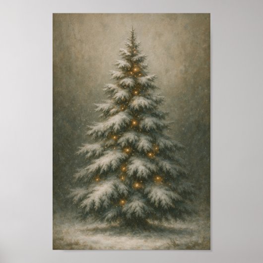 Besneeuwde Kerstboom | Winter Huis Decoratie Poste (Voorkant)
