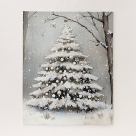 Besneeuwde Kerstboom Winter Sneeuw Legpuzzel