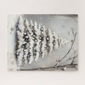 Besneeuwde Kerstboom Winter Sneeuw Legpuzzel (Horizontaal)