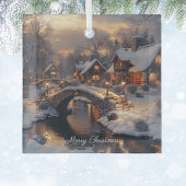 besneeuwde kersthuisjes Vrolijk kerstfeest Keramisch Ornament