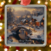 besneeuwde kersthuisjes Vrolijk kerstfeest Keramisch Ornament