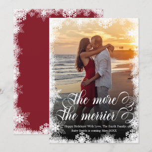 Besneeuwde Kerstmis foto - zwangerschap aankondigi Kaart