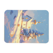 Besneeuwde Kerstmis Kerk Scene Magneet (Horizontaal)