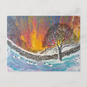 Besneeuwde kerstscene kerstkaart feestdagenkaart (Voorkant)