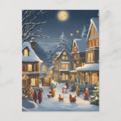 Besneeuwde Kerststad Briefkaart (Voorkant)