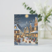 Besneeuwde Kerststad Briefkaart (Staand voorkant)