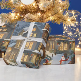 Besneeuwde Kerststad Cadeaupapier