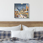 Besneeuwde Kerststad Canvas Afdruk (Insitu (Slaapkamer))