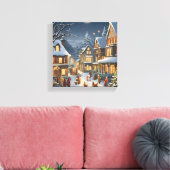 Besneeuwde Kerststad Canvas Afdruk (Insitu (Woonkamer))