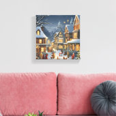 Besneeuwde Kerststad Canvas Afdruk (Insitu (Woonkamer))
