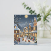 Besneeuwde Kerststad Feestdagenkaart (Staand voorkant)