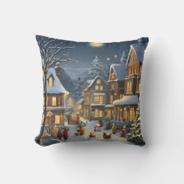 Besneeuwde Kerststad Kussen