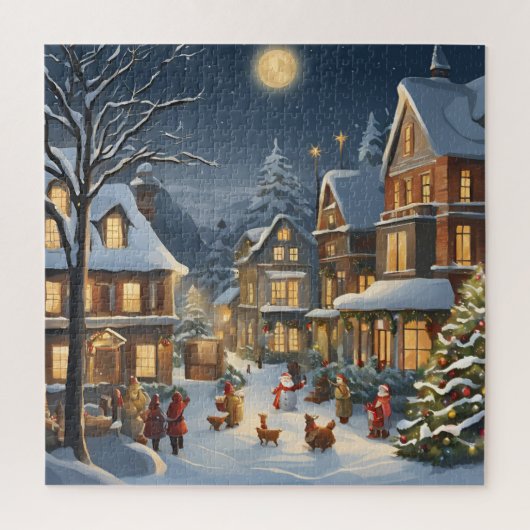 Besneeuwde Kerststad Legpuzzel (Verticaal)