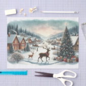 Besneeuwde Kerststad met Herten Tissuepapier (Craft)