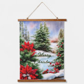 Besneeuwde kerstvijver  hangend wandkleed (Voorkant)
