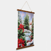 Besneeuwde kerstvijver  hangend wandkleed (Gebogen)