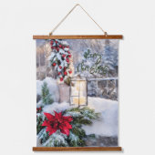 Besneeuwde lantaarn  hangend wandkleed (Voorkant)