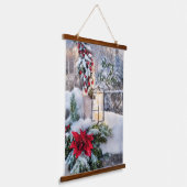 Besneeuwde lantaarn  hangend wandkleed (Gebogen)