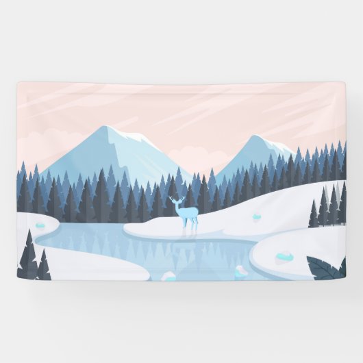 besneeuwde natuur spandoek (Horizontaal)
