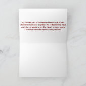 Besneeuwde pijnbomen bij een meer feestdagen kaart (Binnen)