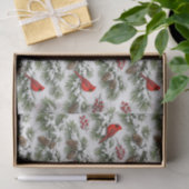 Besneeuwde Rode Kardinaal Groene Winter Tissuepapier (Geschenk)