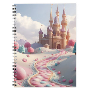 Besneeuwde Roze Candy Land Sprookjeskasteel Notitieboek