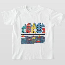 Besneeuwde stad t-shirt