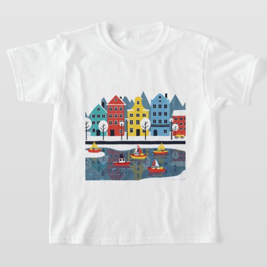 Besneeuwde stad t-shirt (Laagn)