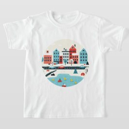 Besneeuwde stad t-shirt
