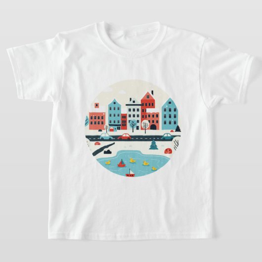Besneeuwde stad t-shirt (Laagn)