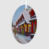 Besneeuwde stadstraat met Kerstmis Ornament (voorkant)