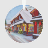 Besneeuwde stadstraat met Kerstmis Ornament (achterkant)