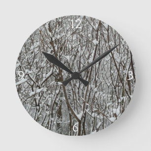 Besneeuwde takken Winter Abstract Ronde Klok