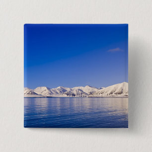 Besneeuwde toppen Woodfjord Svalbard Vierkante Button 5,1 Cm