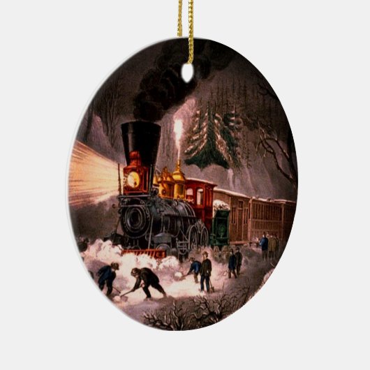 besneeuwde trein keramisch ornament (Rechts)