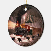 besneeuwde trein keramisch ornament (Links)