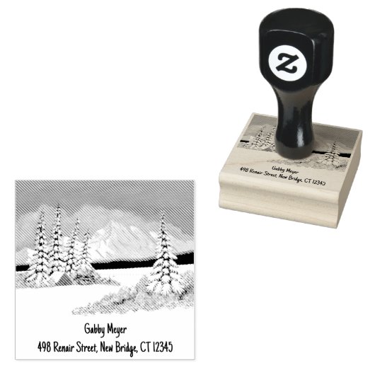 Besneeuwde Winter 2 x 2 Rubber Stempel (Gestempeld)