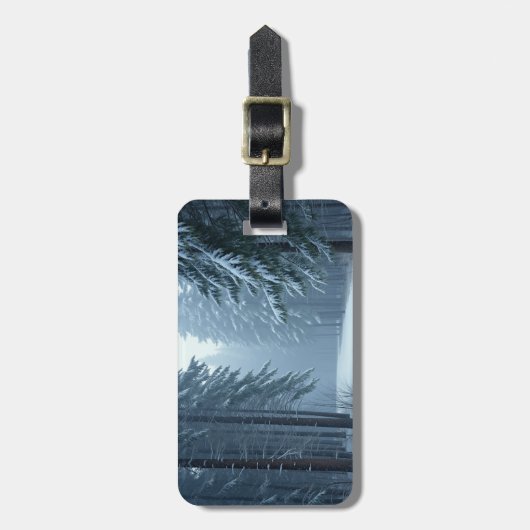 besneeuwde winter bagagelabel (Voorkant verticaal)