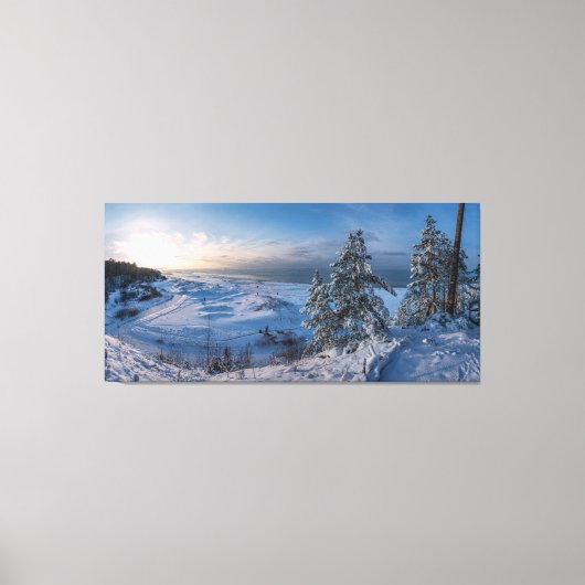 Besneeuwde winter Baltische zeekust Canvas Afdruk (Voorkant)