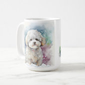 BESNEEUWDE WINTER BICHON FRISE HONDENGEZICHT KOFFIEMOK (Voorkant links)