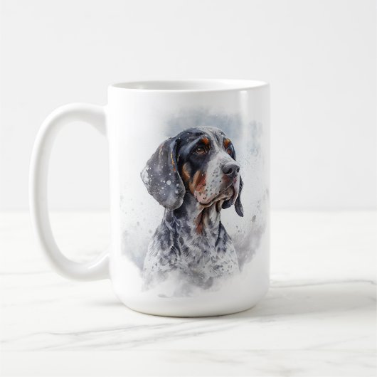 BESNEEUWDE WINTER BLAUWE TEEK COONHOUND HONDENGEZI KOFFIEMOK (Links)