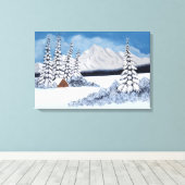 Besneeuwde Winter Canvas Afdruk (Insitu (Houten vloer))