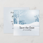 Besneeuwde Winter Datum Bewaren ijsblauw Save The Date (Voorkant / Achterkant)