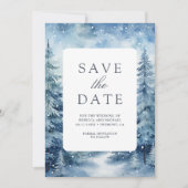 Besneeuwde Winter Dennenbos Foto Collage Bruiloft Save The Date (Voorkant)