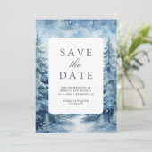 Besneeuwde Winter Dennenbos Foto Collage Bruiloft Save The Date (Staand voorkant)