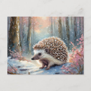 Besneeuwde Winter Egel Moderne Kunst Briefkaart