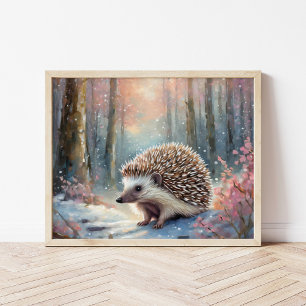 Besneeuwde Winter Egel Moderne Kunst Poster