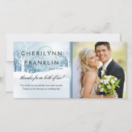 Besneeuwde Winter Foto Dank je wel ijsblauw Bedankkaart