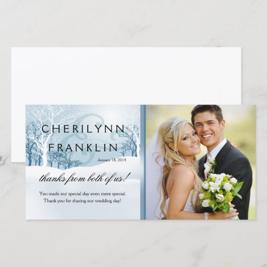 Besneeuwde Winter Foto Dank je wel ijsblauw Bedankkaart (Voorkant / Achterkant)